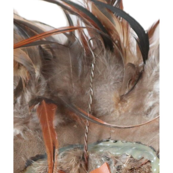 Vintage Leather Sculpture Mask "Forest Spirit" Feathers Signed Paul S Willaims - Picture 6 of 6